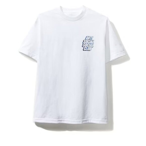 Anti Social Social Club Blocked Blue Plaid White Tee - Picture 2 of 4